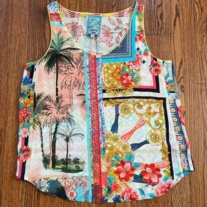 Johnny Was Orla Printed Reversible Tank Top Size Small Patchwork Colorful Boho